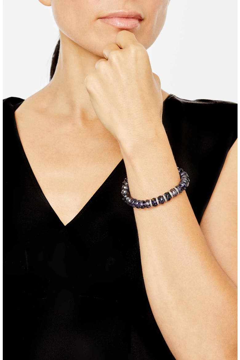 5-Rondelle Iolite & Diamond Bracelet, Alternate, color, IOLITE