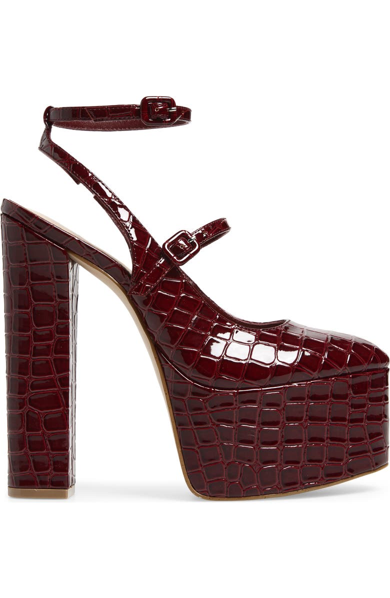 Steve Madden Scotlyn Ankle Strap Platform Pump, Alternate, color, Red Croco