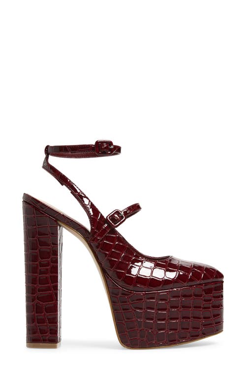 Steve Madden Scotlyn Ankle Strap Platform Pump In Burgundy