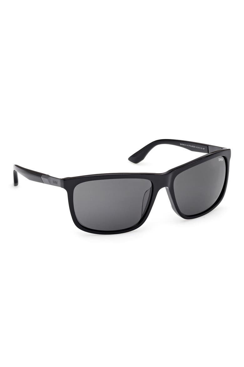 61mm Sunglasses, Alternate, color, SHINY BLACK / SMOKE