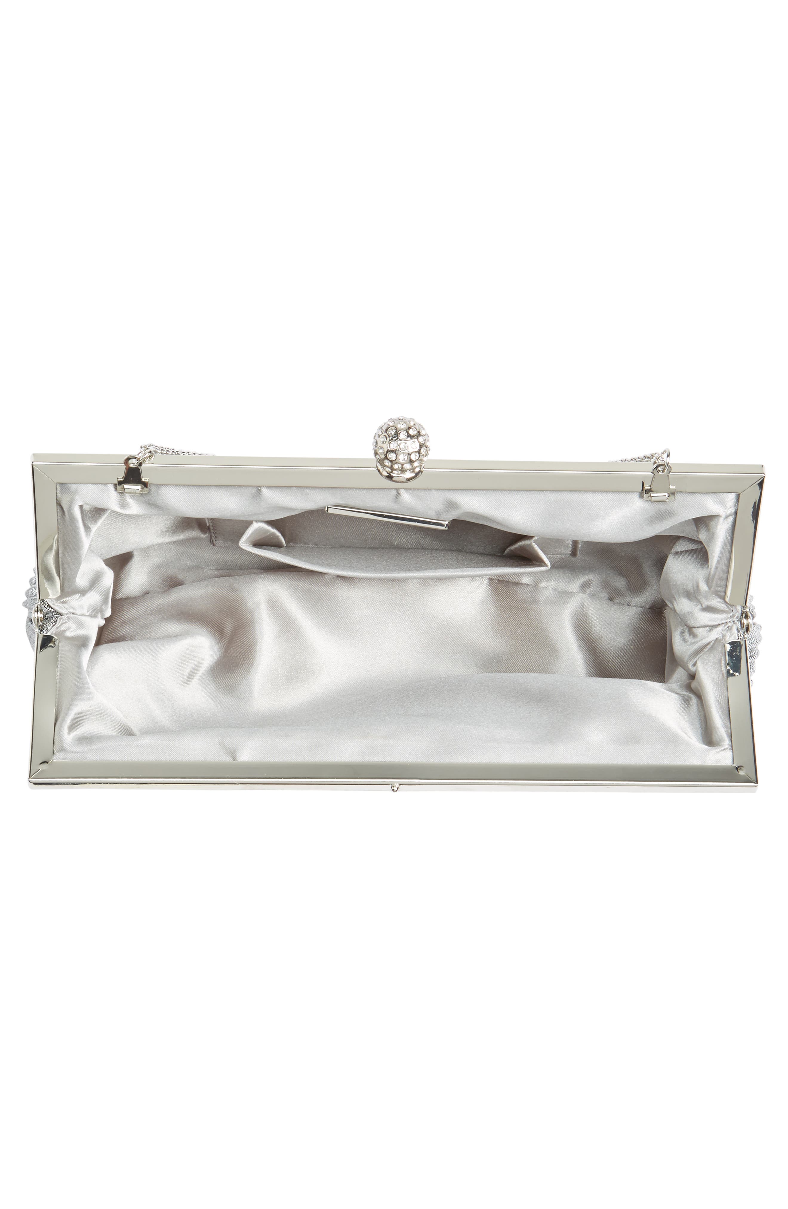 Nina Aneka Pleated Shine Clutch, Alternate, color, Steel