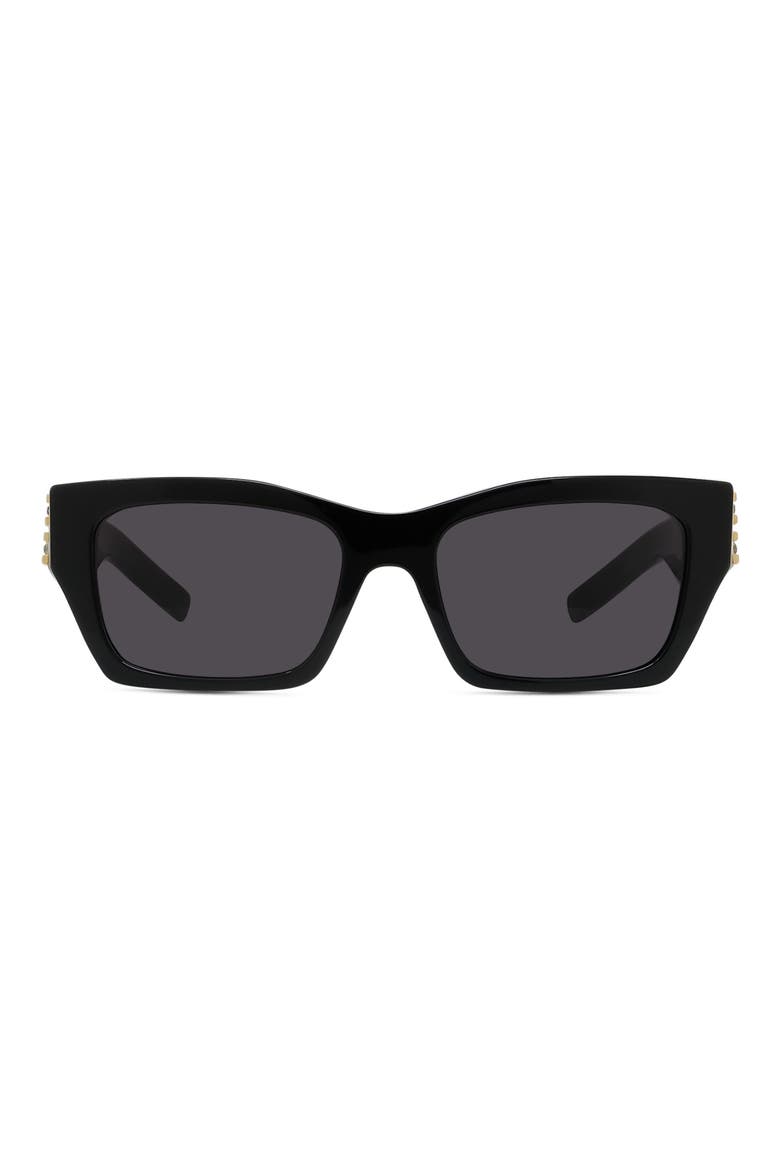 Plumeties 54mm Geometric Sunglasses, Main, color, SHINY BLACK / SMOKE