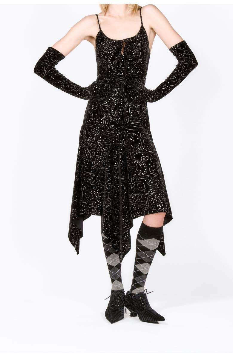 Anna Sui Jubilee Velvet Godet Dress, Alternate, color, 