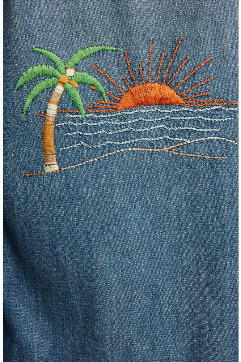 Embroidered Western Denim Shirt, Alternate, color, RUSTY BLUE