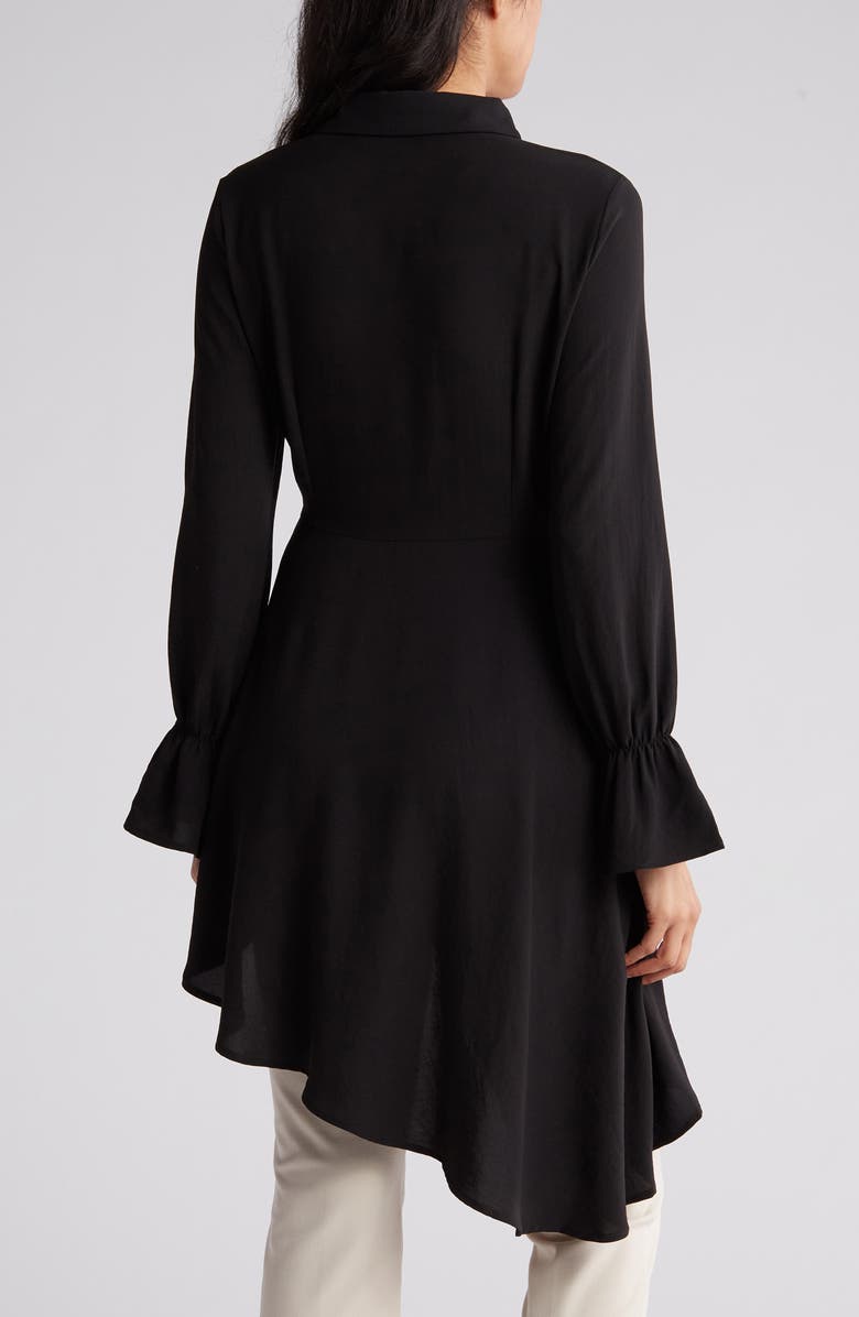 PATRIZIA LUCA Hilo Asymmetric Button-Up Shirt, Alternate, color, Black