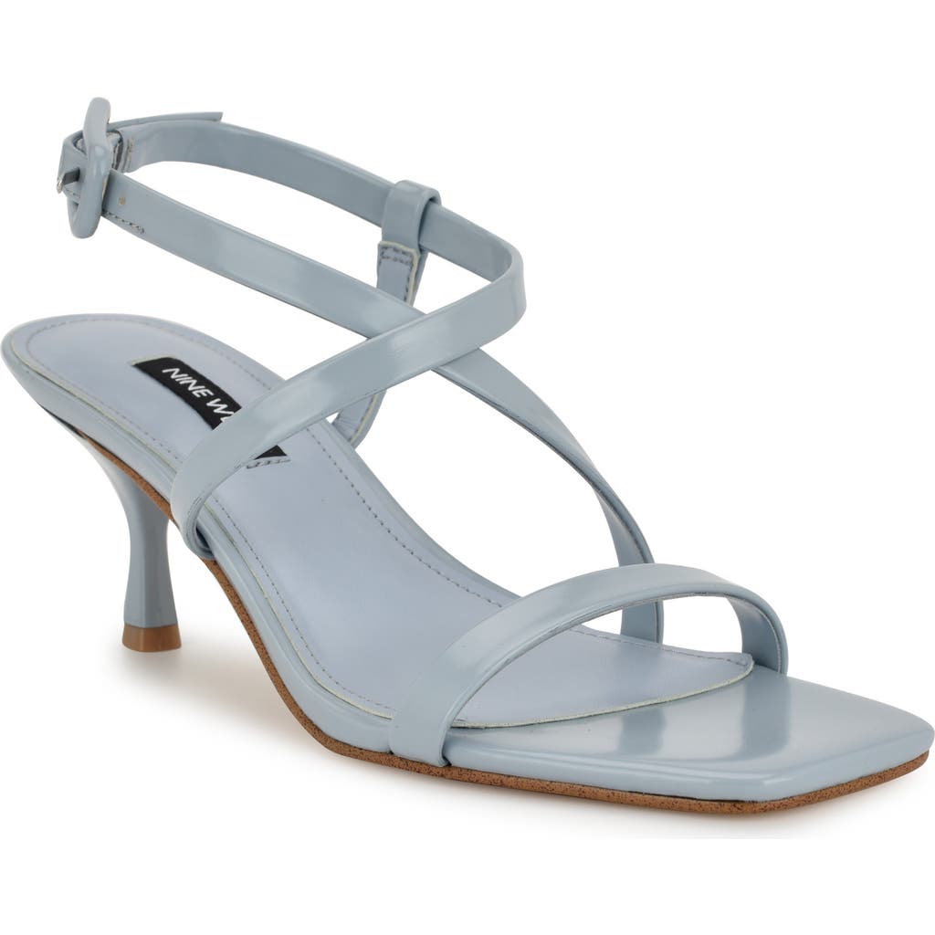Nine West Wn Haya 3 Womens Faux Leather Buckle Kitten Heels In Light Blue