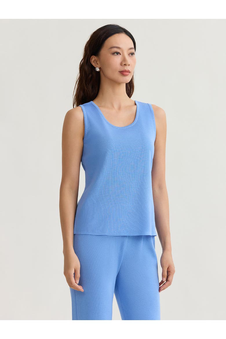 Double Scoop Neck Mylana Knit Tank, Alternate, color, Tranquil Blue
