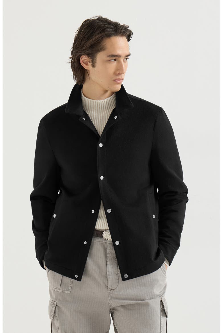 Lightweight cashmere flannel outerwear jacket, Main, color, Black