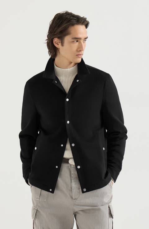 Lightweight cashmere flannel outerwear jacket
