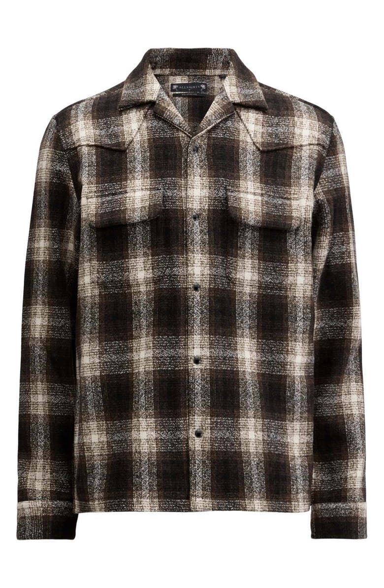 AllSaints Alvar Plaid Relaxed Button-Up Shirt, Alternate, color, Brown