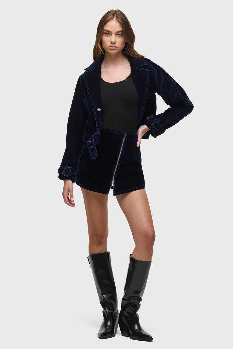 Mini Wrap Skort, Alternate, color, Indigo Flocking