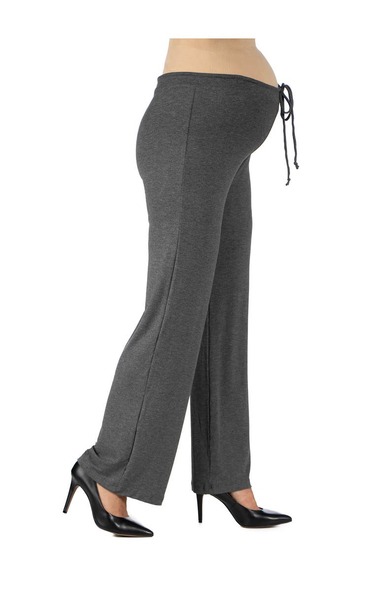 24seven Comfort Apparel Maternity Drawstring Lounge Pants, Alternate, color, Smoke