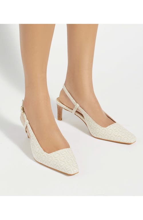 Dune London Dancing Slingback Kitten Heel Pump In Beige/ivory