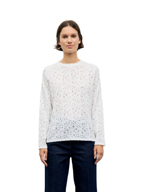 Long Sleeve Lace Detail T-Shirt