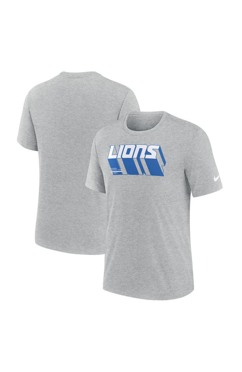 Nike Men's Nike Heather Gray Detroit Lions Long Pass Tri-Blend T-Shirt, Main, color, Heather Gray