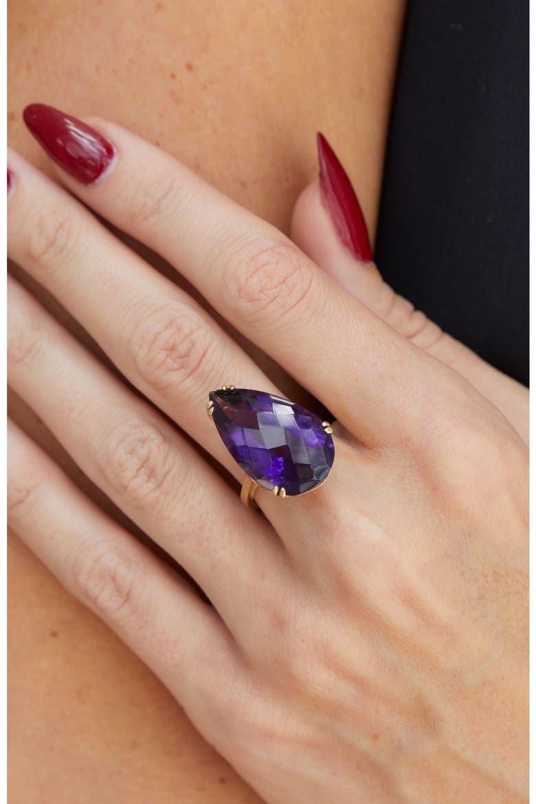 Amethyst Pear Statement Ring, Alternate, color, YELLOW