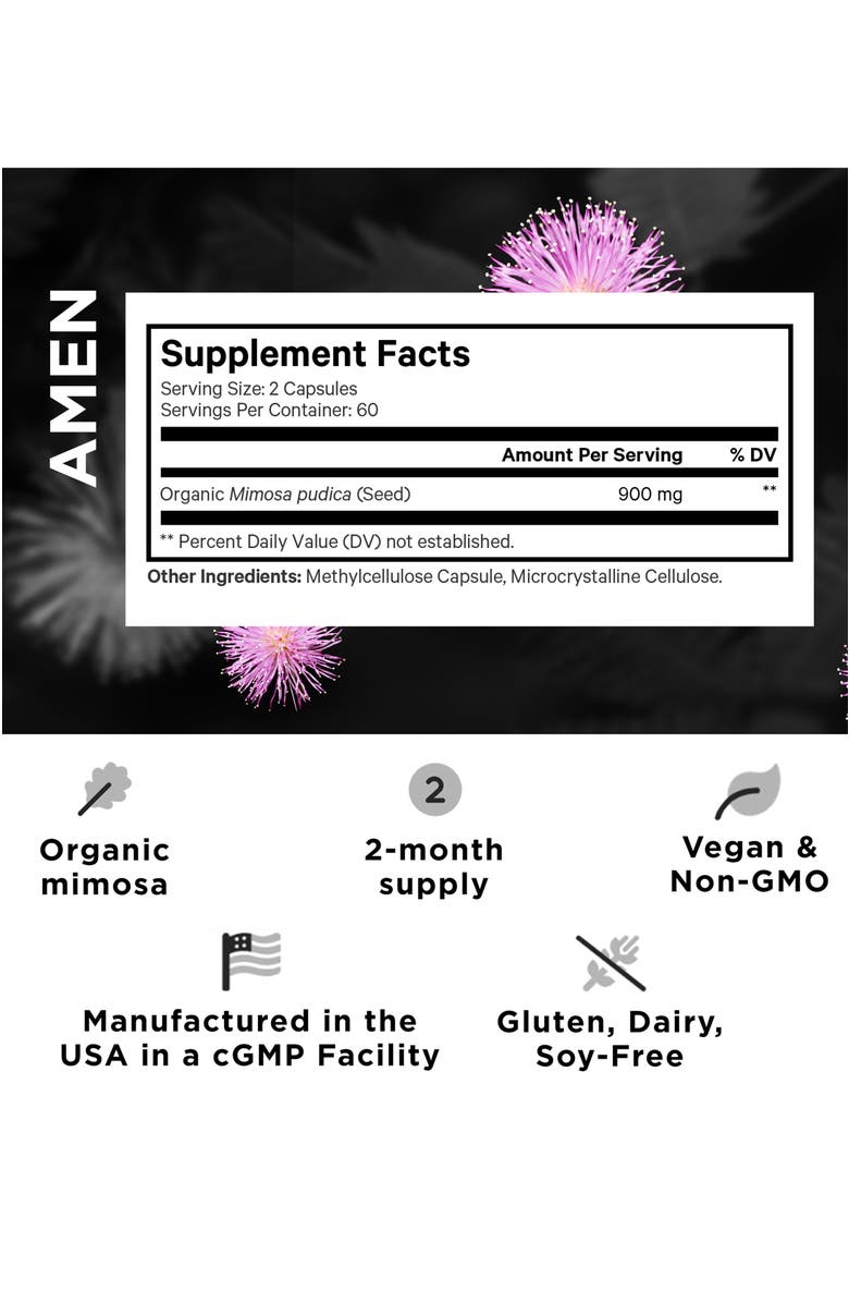 Codeage Amen Organic Mimosa Pudica Seeds Capsules, Alternate, color, White