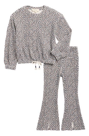Jessica Simpson Kids' Ribbed Hacci Top & Leggings Set In Animal Print