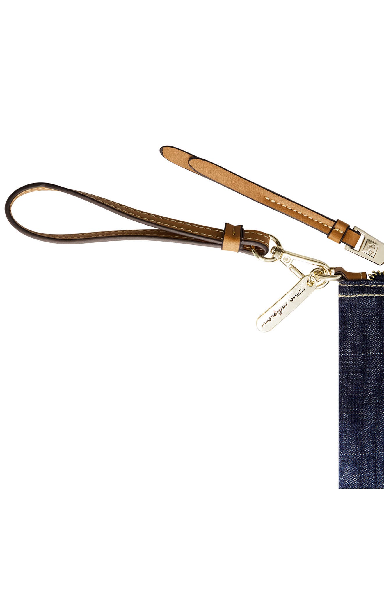 Buddha Patch Denim Wristlet, Alternate, color, DARK DENIM