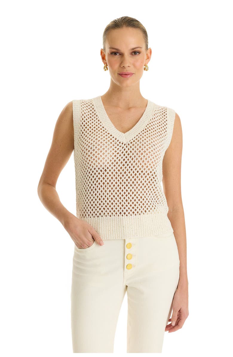 The Noli Shop Addison Sequin Crochet Top, Main, color, Pearl