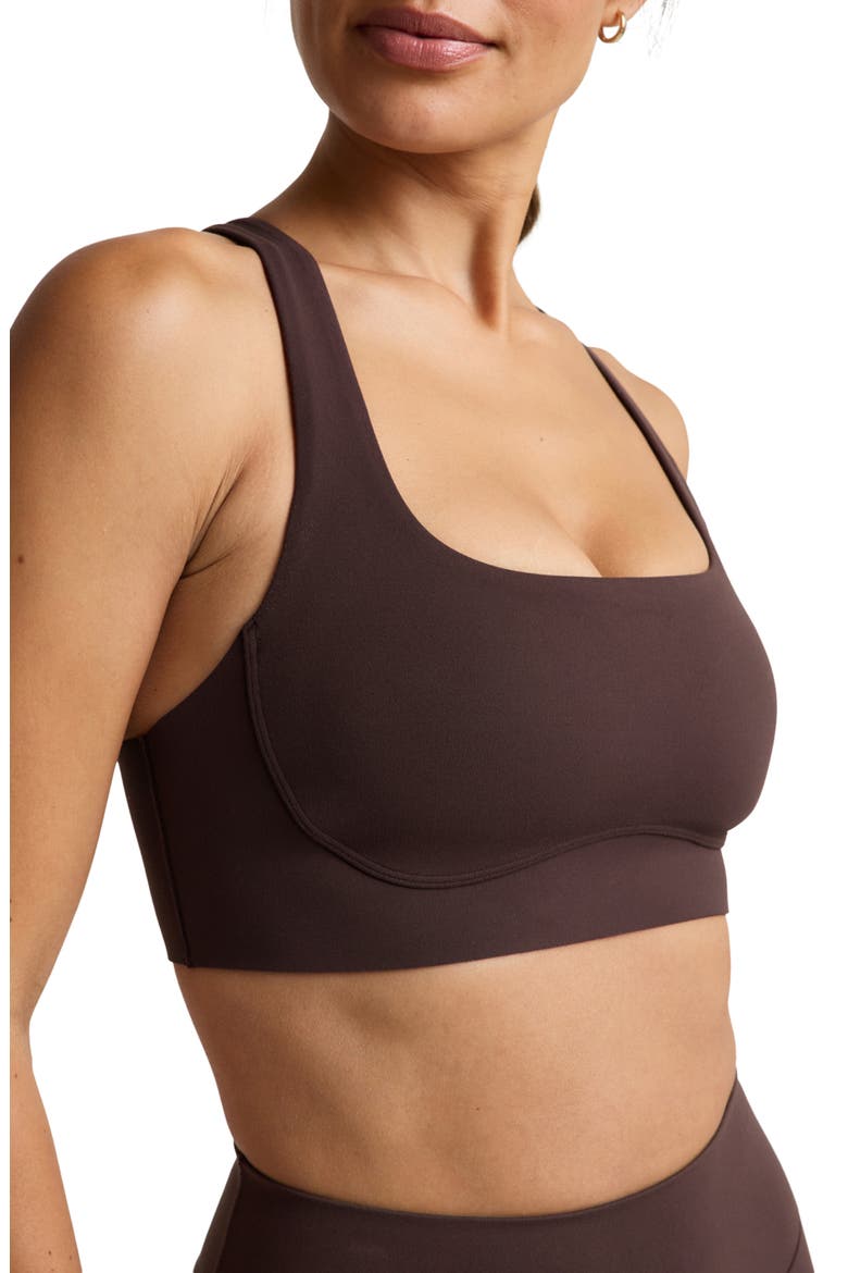 In the Zone Scoop Neck Sports Bra, Alternate, color, COCOA PLUM