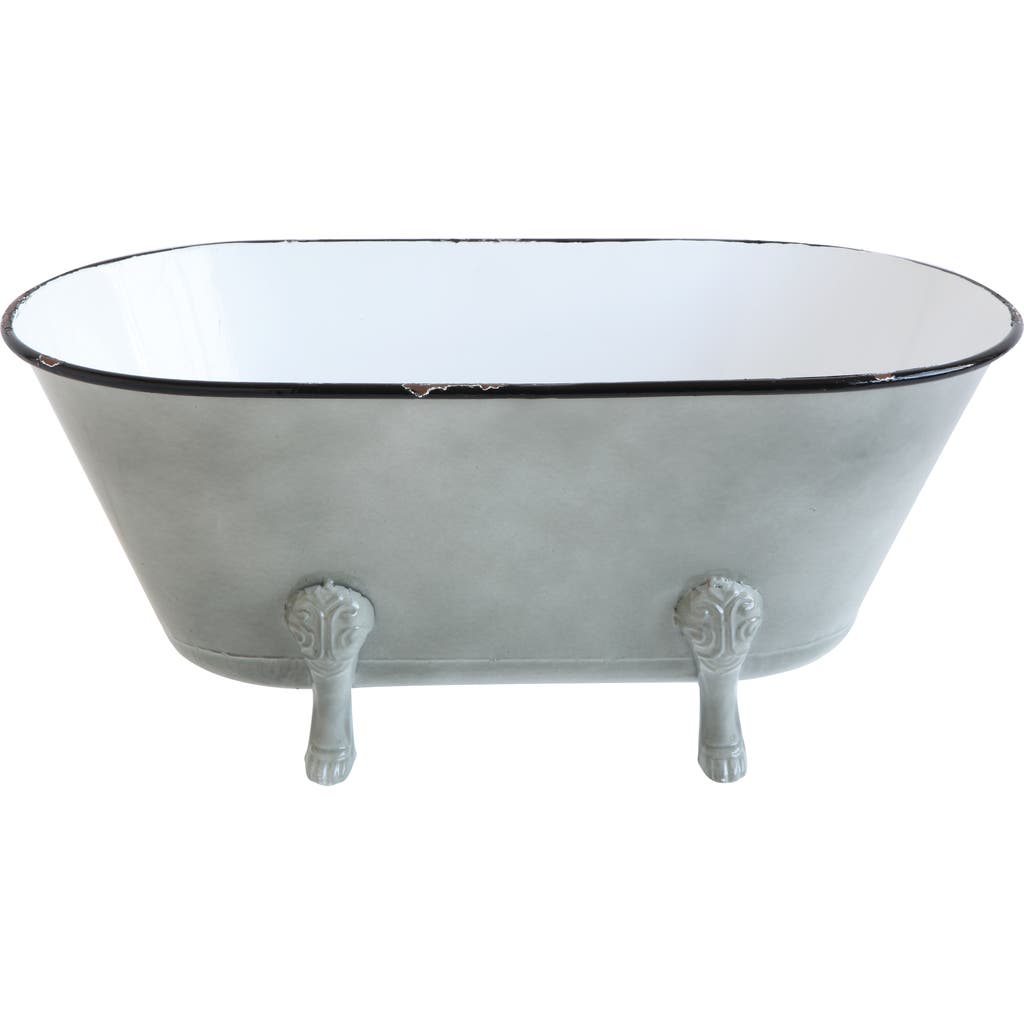 Storied Home Decorative Grey Metal Bathtub Container With Feet In Gray