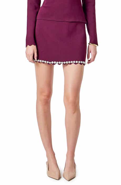 Endless Rose Jewel Scallop Knit Miniskirt