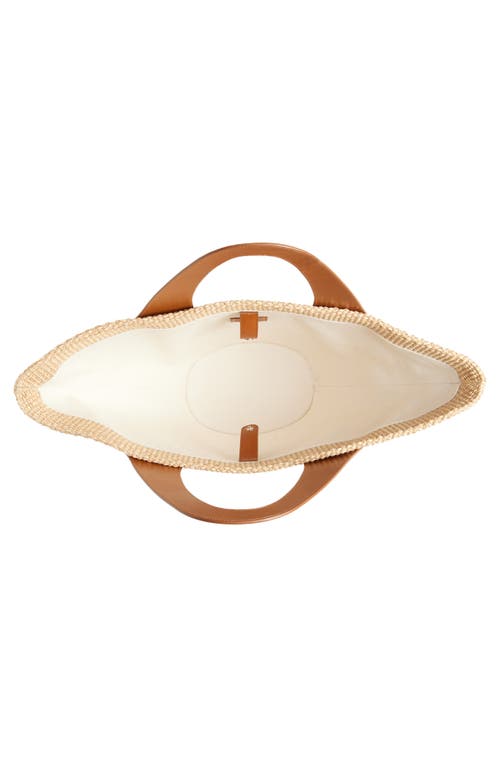 Reformation Siena Leather & Raffia Top Handle Tote In Brown