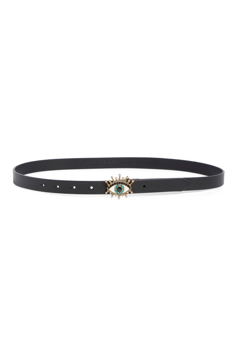 Evil Eye Leather Belt, Main, color, BLACK