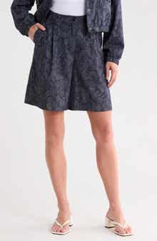Pleated Stretch Bermuda Shorts