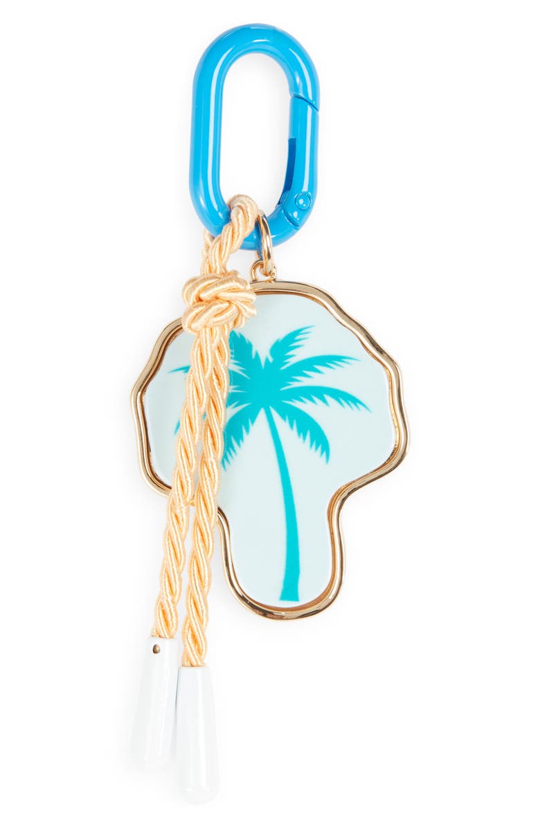 Leith Painted Palm Tree Carabiner Clip Bag Charm, Main, color, Turquoise Multi- Gold