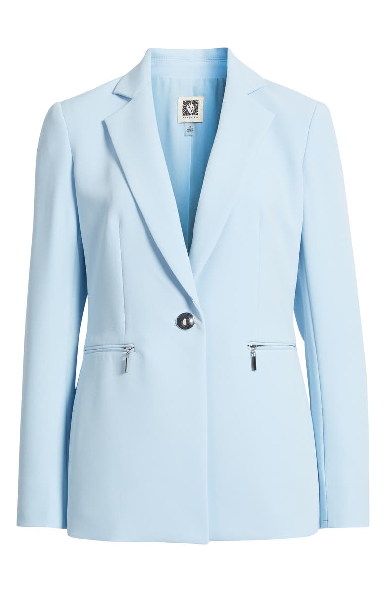Anne Klein Zip Pocket One-Button Blazer, Alternate, color, Opal Blue