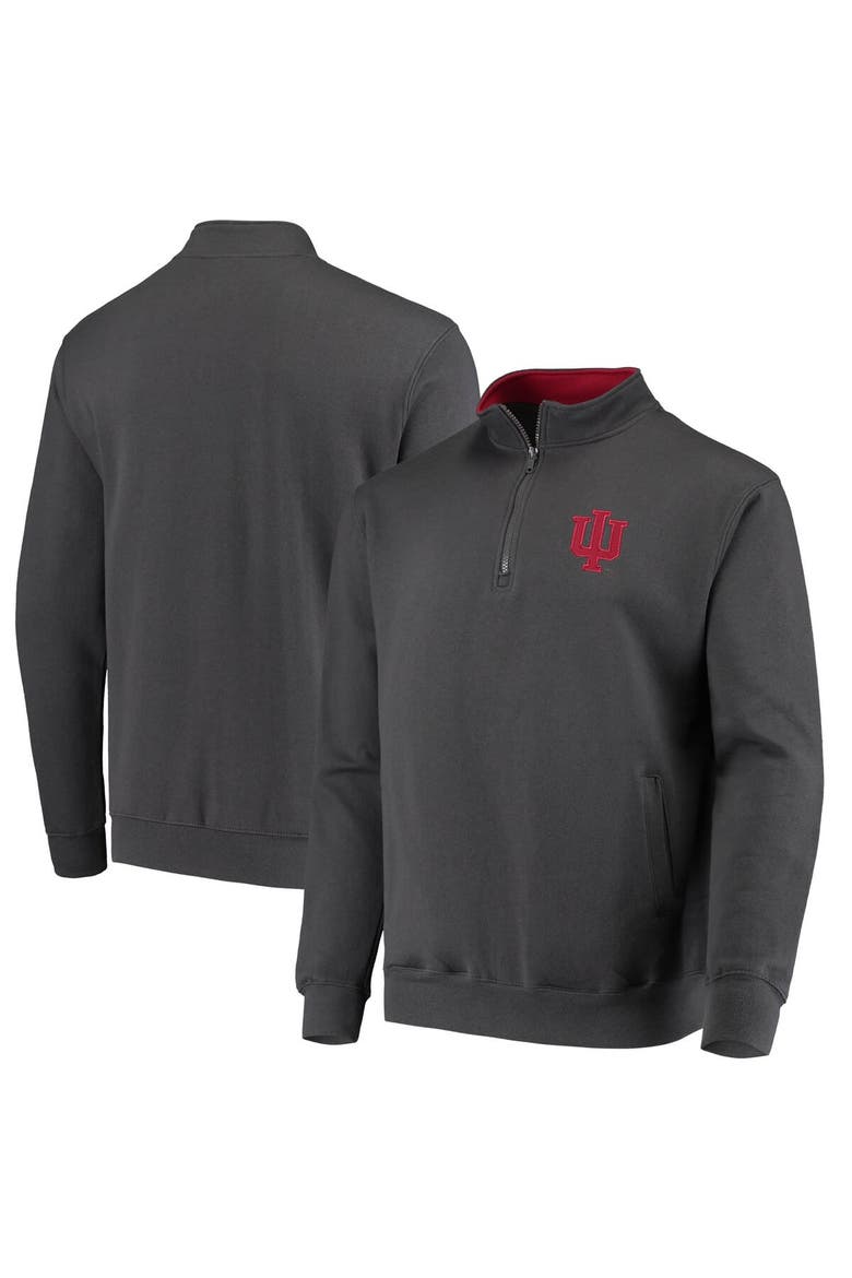 Men's Colosseum Charcoal Indiana Hoosiers Tortugas Logo Quarter-Zip Pullover Jacket, Main, color, Charcoal
