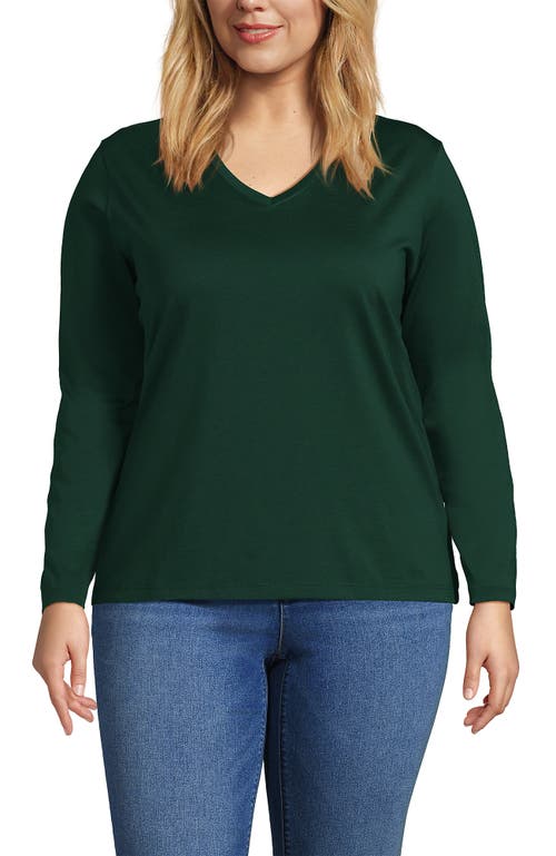 Lands' End Supima Cotton Long Sleeve V-neck T-shirt In Green