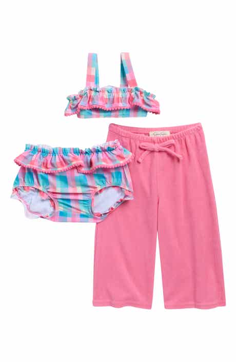Jessica Simpson Two-Piece Swimsuit & Terry Cover-Up Pants Set