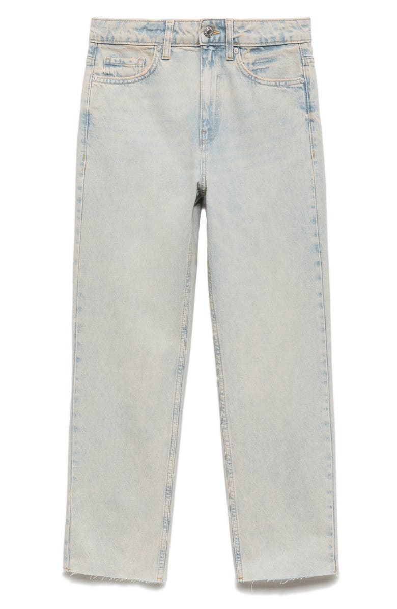 MANGO Raw Hem Crop Straight Leg Jeans, Alternate, color,