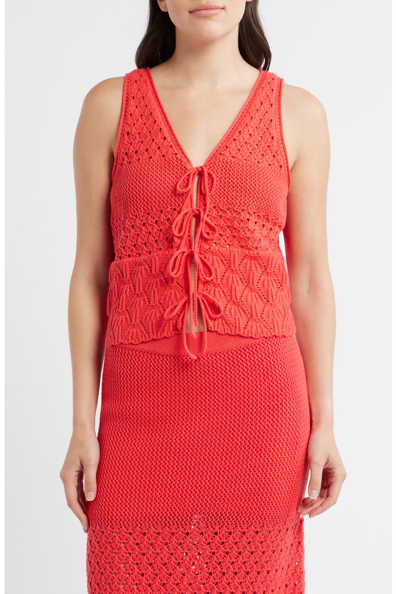 Amada Tie Front Sweater Vest, Main, color, RED