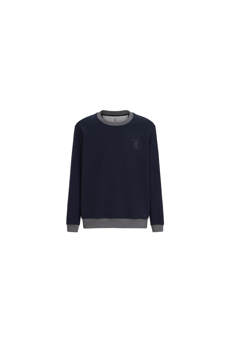 Cotton French terry sweatshirt with embroidery, Alternate, color, Cobalt