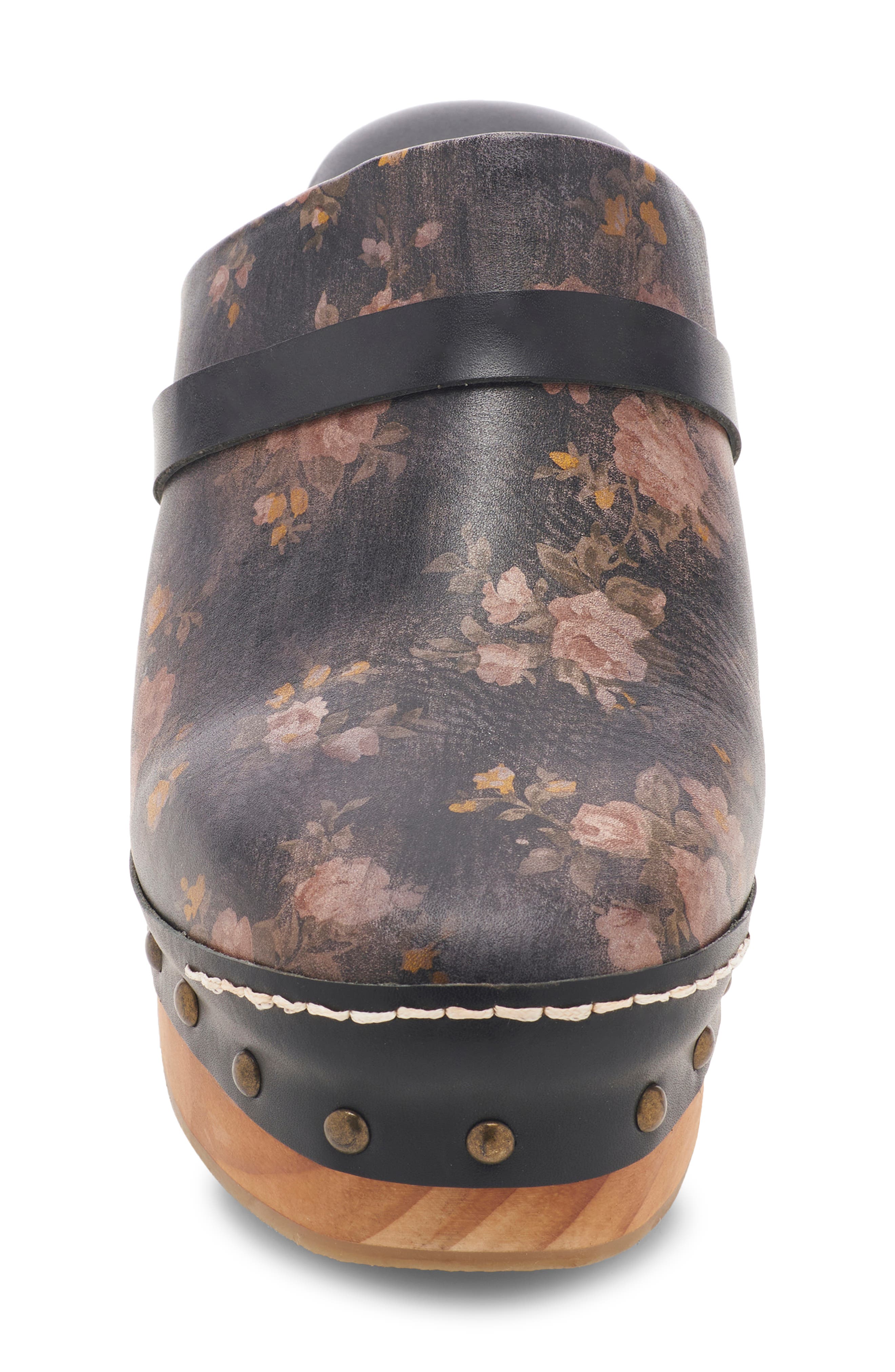 Free People Calabasas Clog, Alternate, color, Black Floral Leather