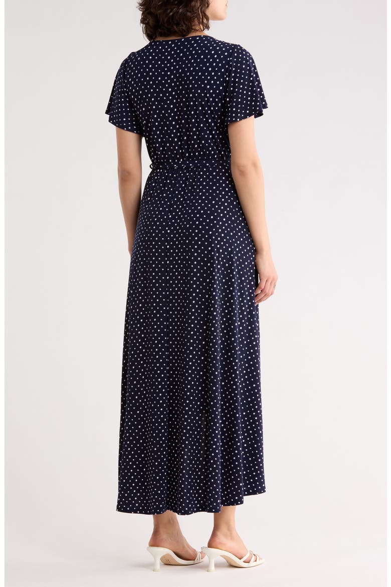 Flutter Sleeve High-Low Dress, Alternate, color, NAVY DOT