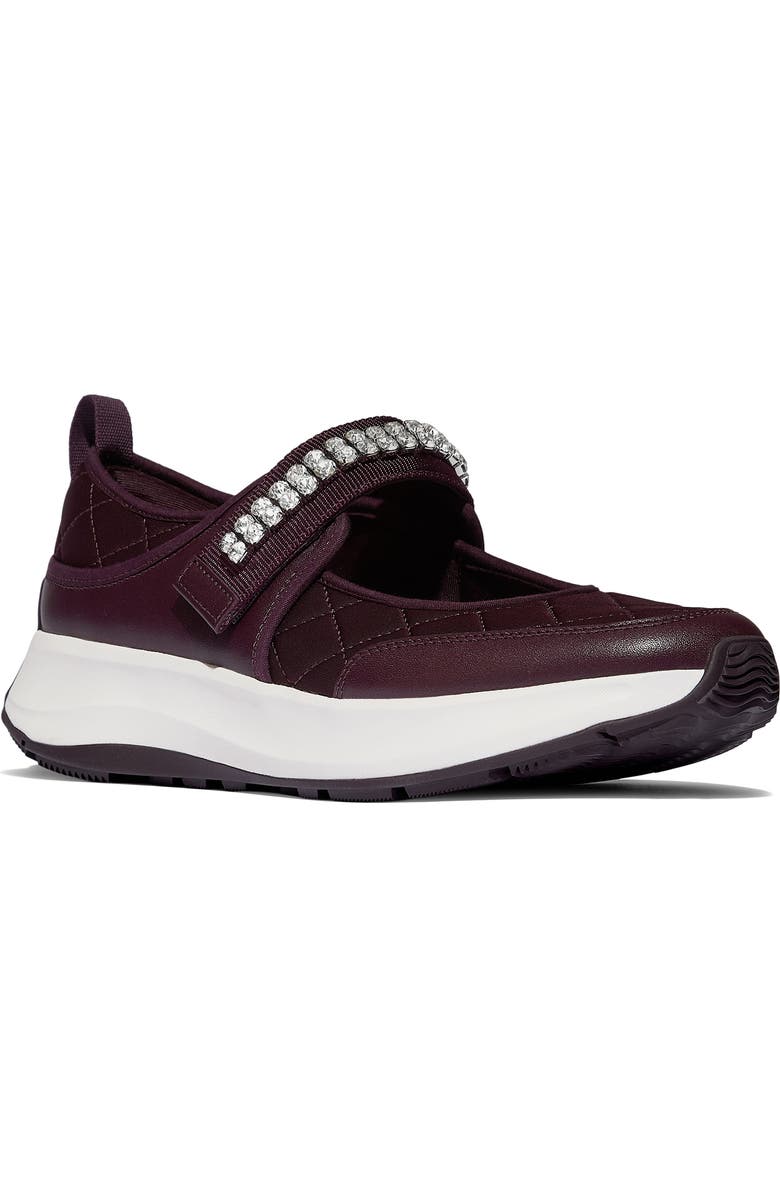 FitFlop F-Mode Flow Crystal Strap Quilted Mary Jane Sneaker, Main, color, Plumberry