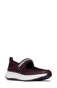 F-Mode Flow Crystal Strap Quilted Mary Jane Sneaker