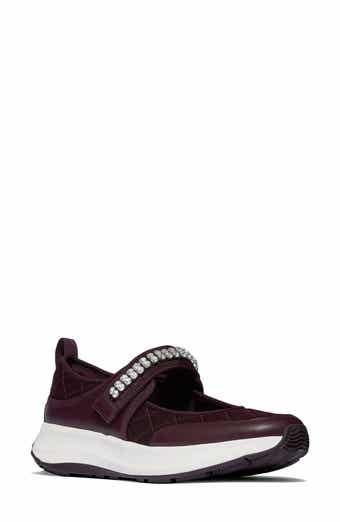 F-Mode Flow Crystal Strap Quilted Mary Jane Sneaker