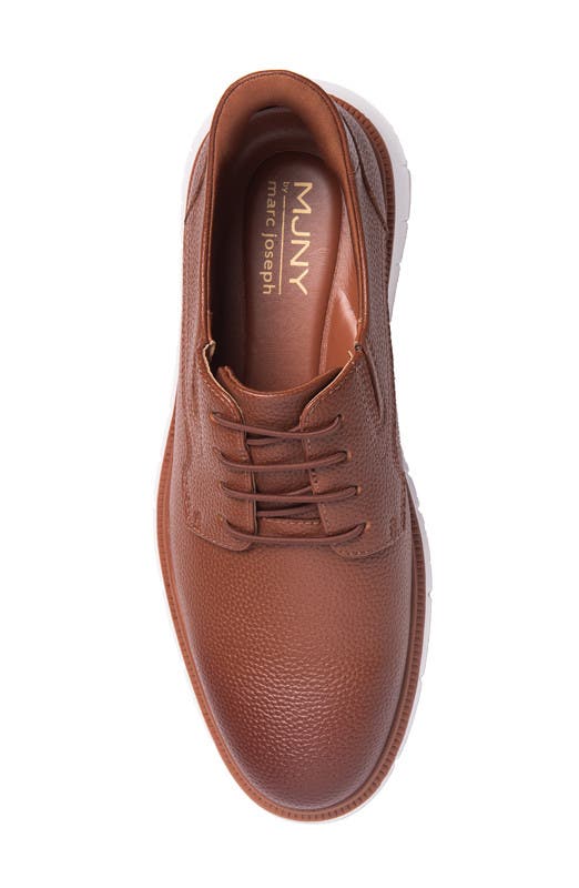 Marc Joseph New York Cloud Street Hands Free Technology Leather Plain Toe Casual Oxford, Alternate, color, Cognac Grainy Leather
