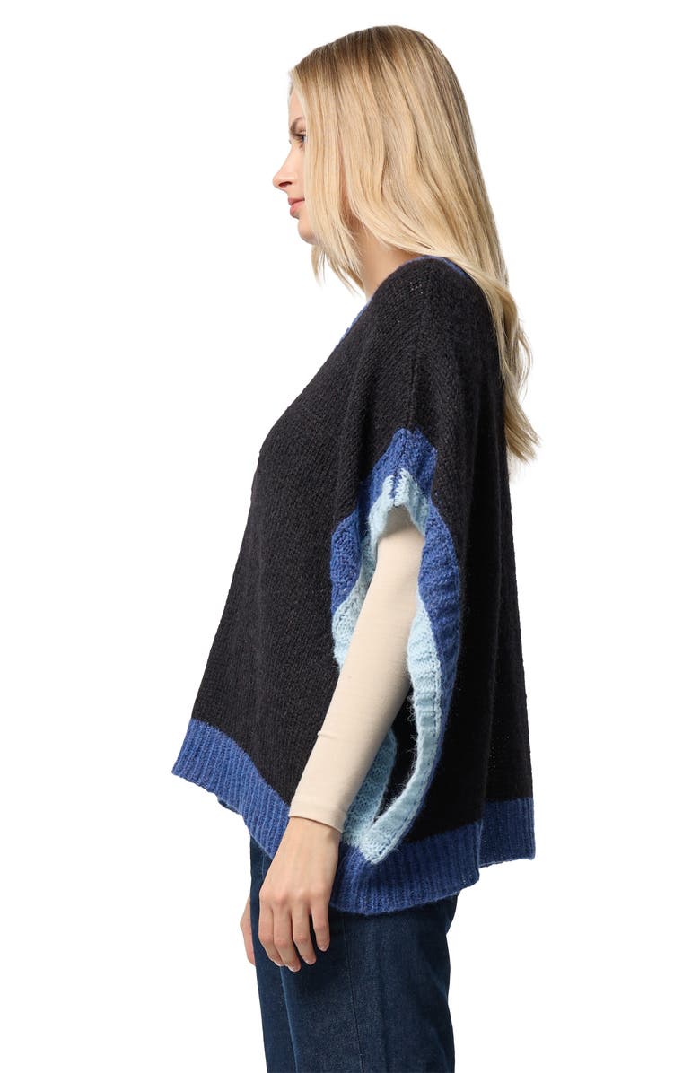 SAACHI Striped V-Neck Sweater, Alternate, color, Black