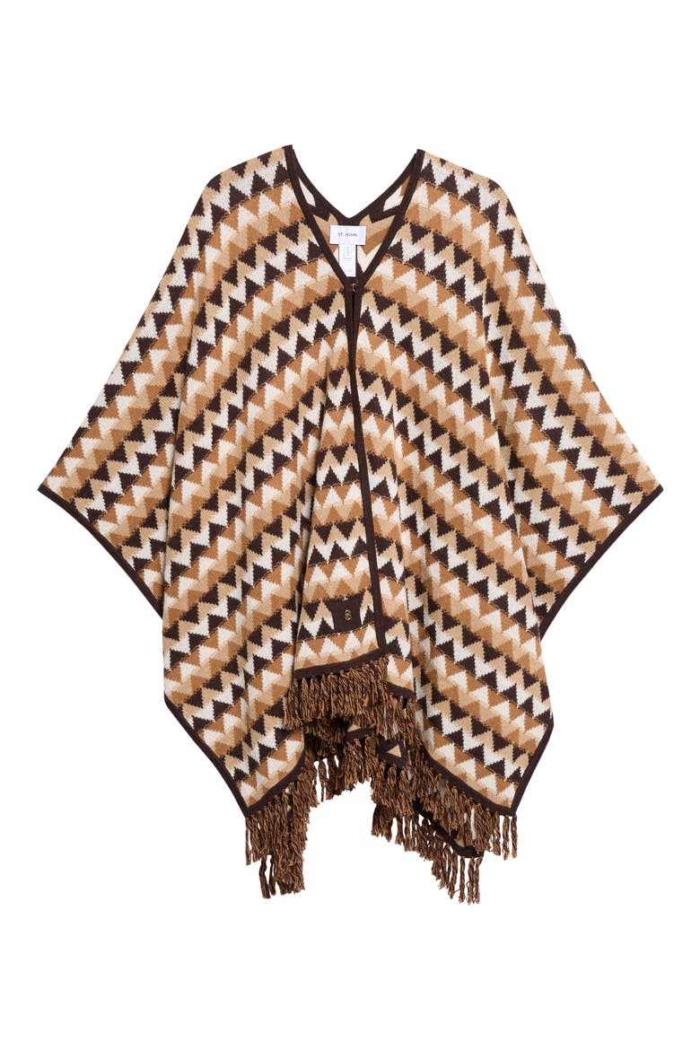 Chevron Cape, Main, color, CHOCOLATE/ ECRU/ BROWN/ CAMEL