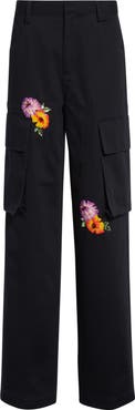 Area Flower Embellished Cargo Pants