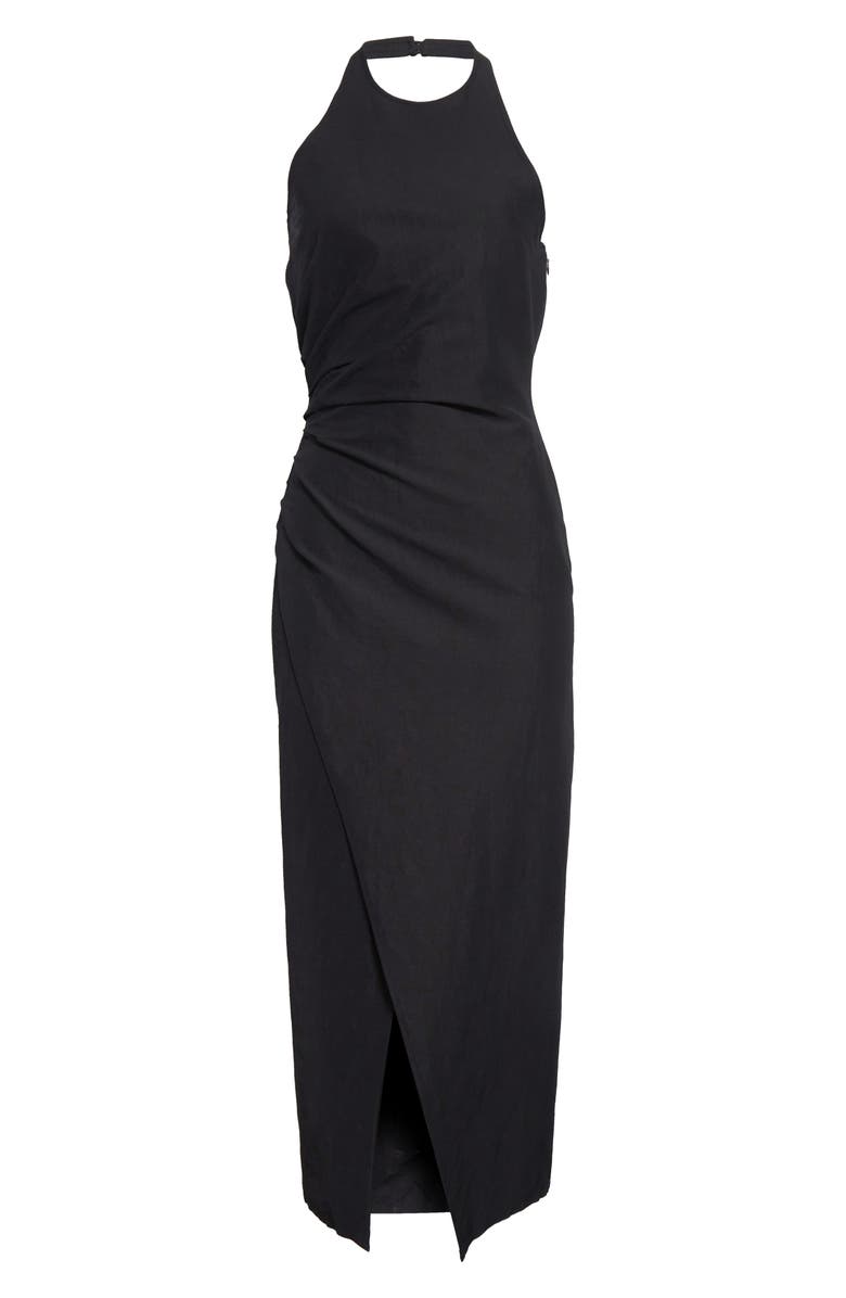 A.L.C. Sylvie Halter Neck Linen Blend Dress, Alternate, color, Black