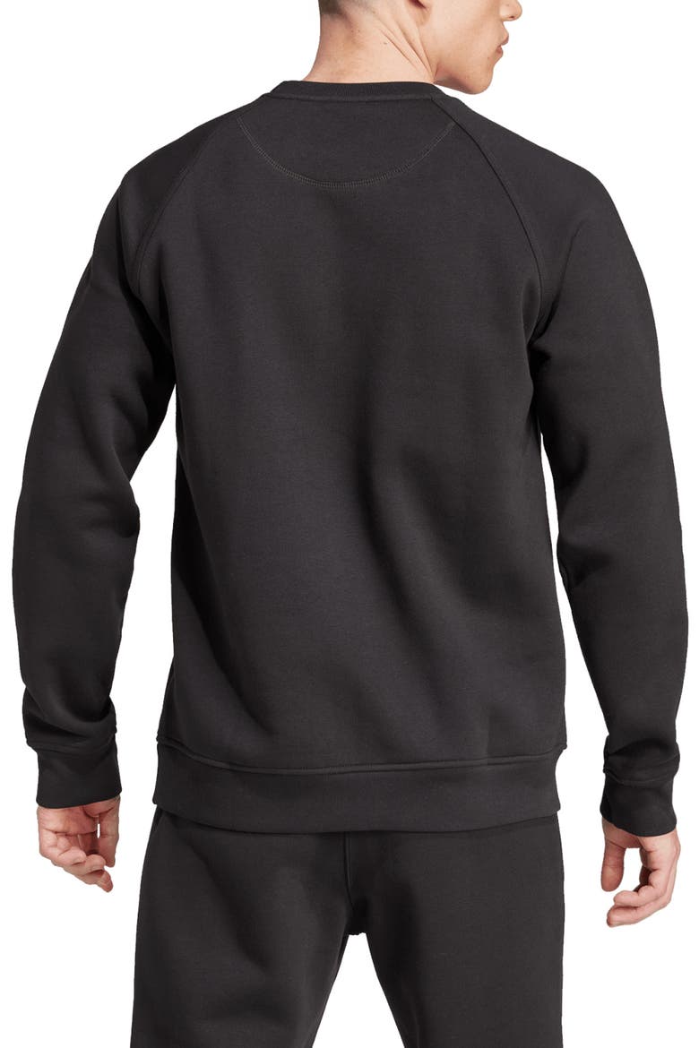 Trefoil Essentials Crewneck Sweatshirt, Alternate, color, BLACK