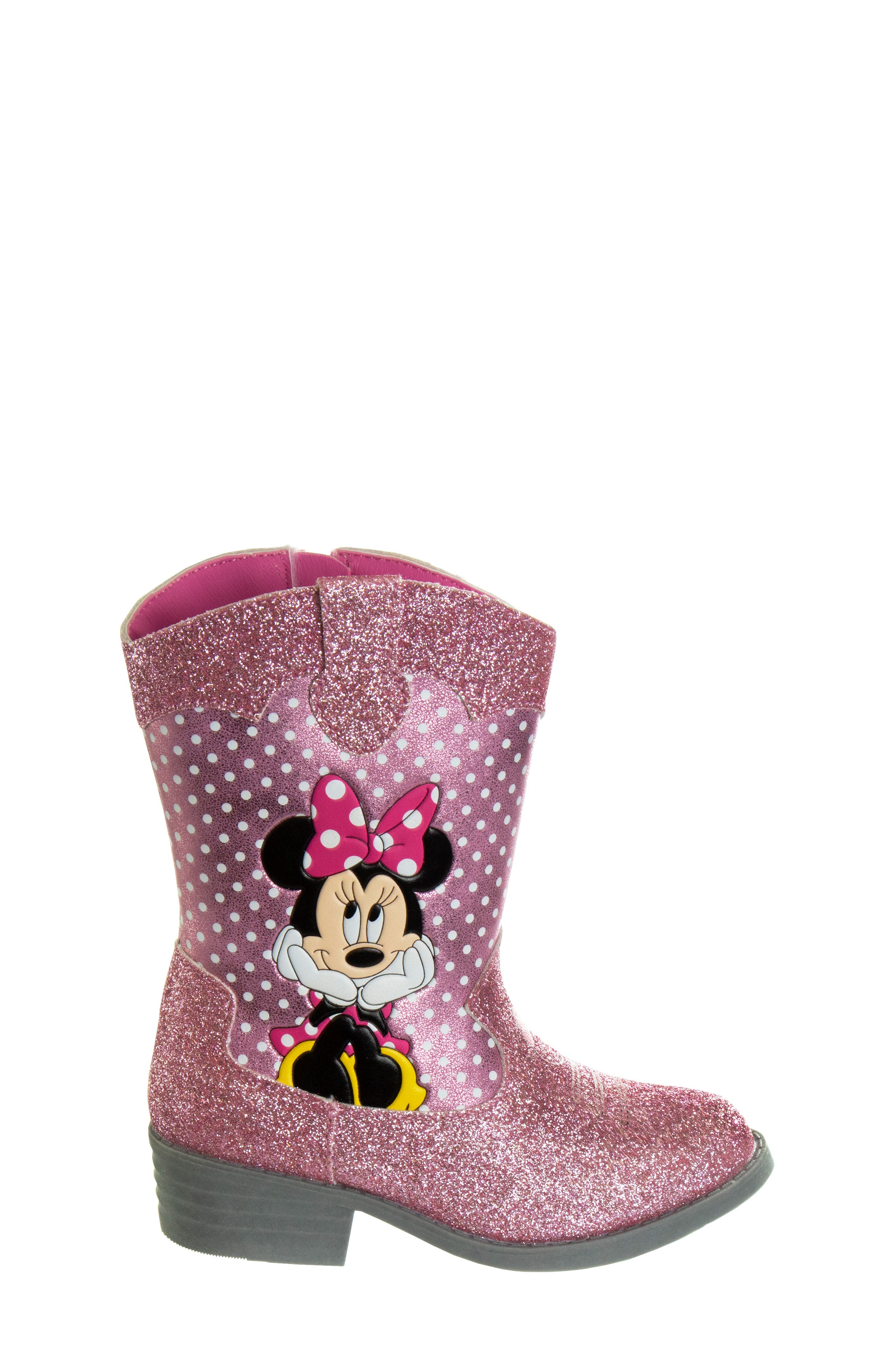 JOSMO Kids
 Disney Minnie Mouse Western Boot, Alternate, color, Pink Glitter
